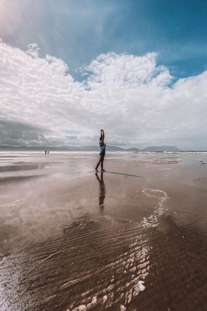 girl on Inch beach in Ireland