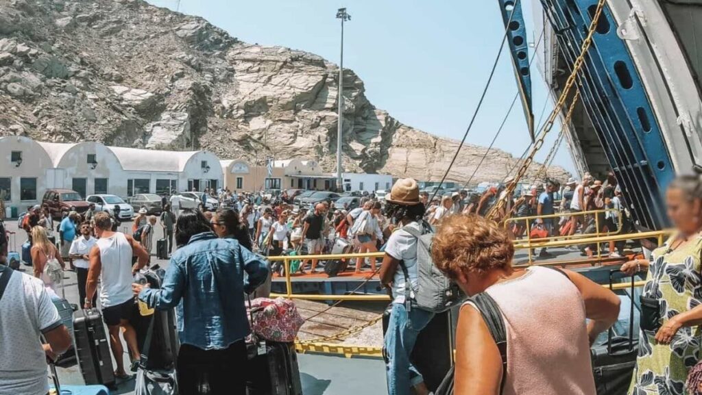 Arriving at Santorini Ferry Port