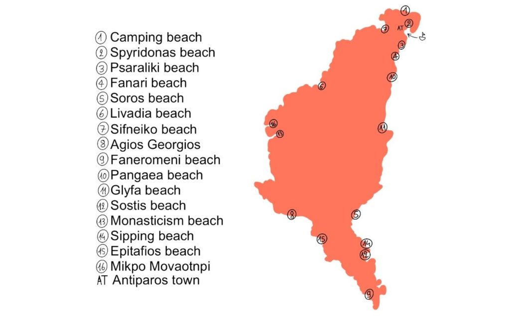 Antiparos beaches map