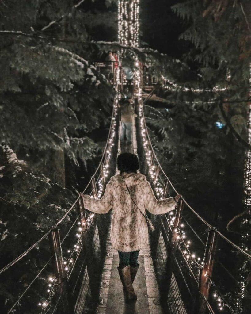 Capilano bridge at Christmas in Vancouver