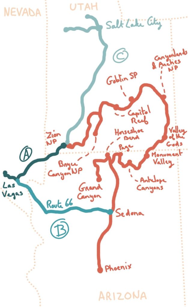map arizona utah