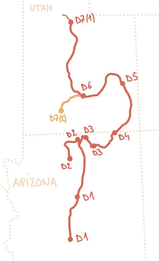 7 day Utah Arizona road trip map