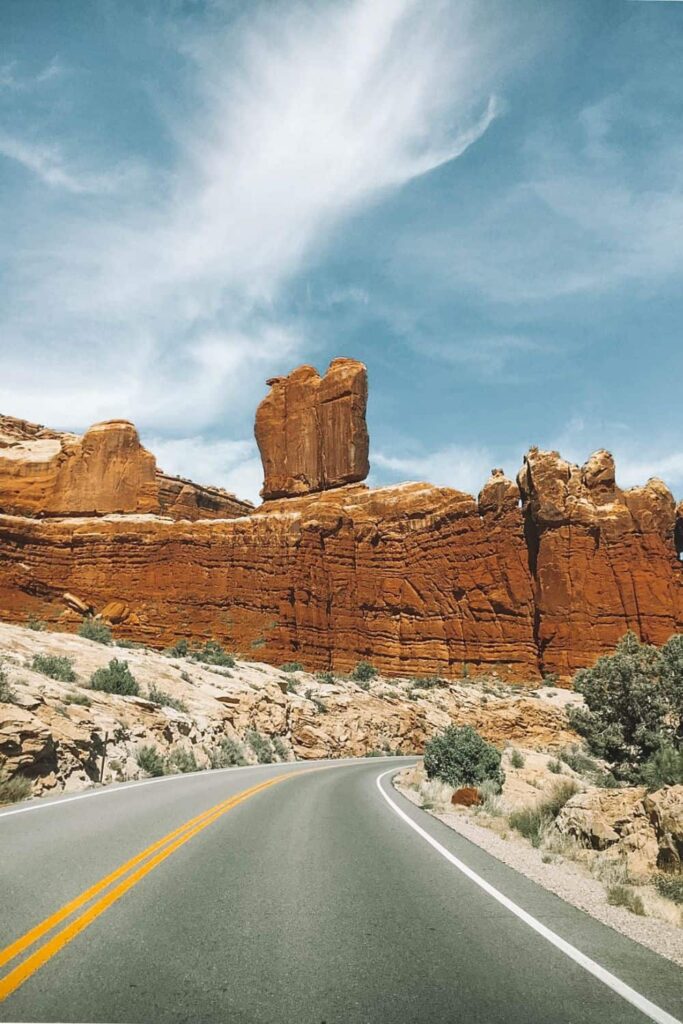 Arriving at Arches National Park, a must see on an Arizona to Utah road trip