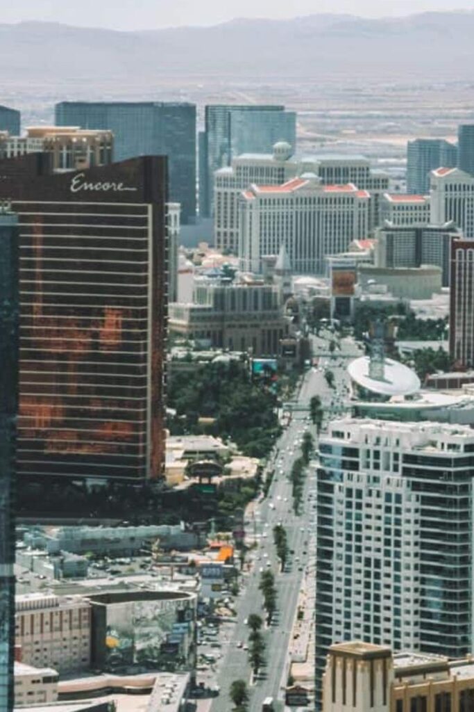 Aerial View of Las Vegas strip from helicopter tour