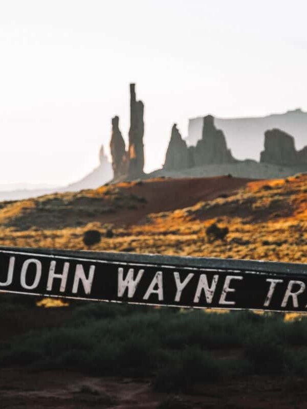 The John Wayne trail in Monument Valley during sunrise