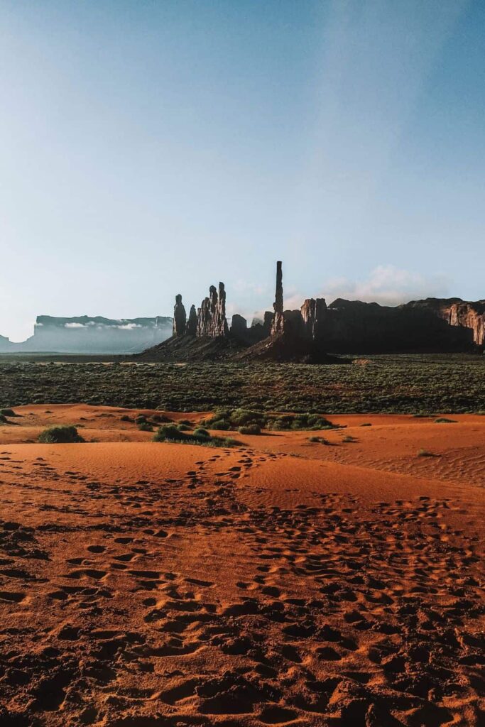 View from the ranch at sunrise in Monument Valley