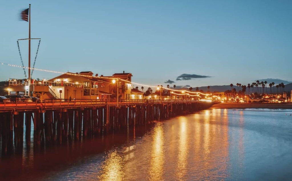 Stearns Wharf, one of the romantic Santa Barbara date ideas at night