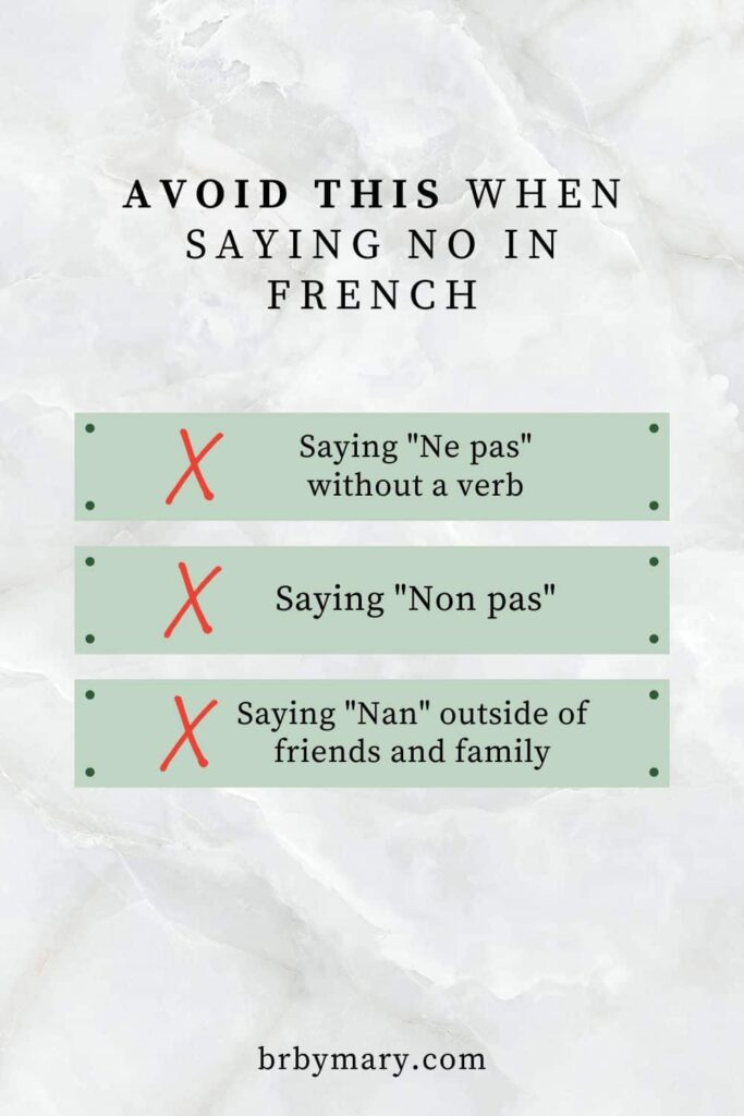 Things to avoid when saying no in France