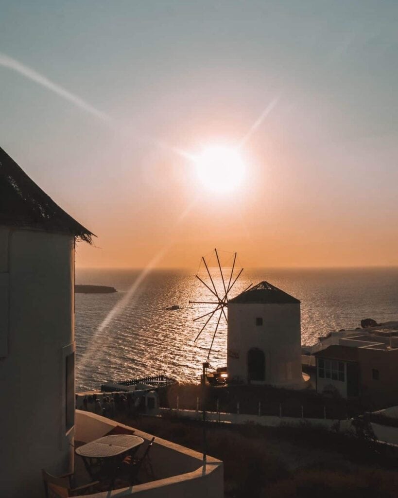 Sunset in Santorini from our romantic dinner