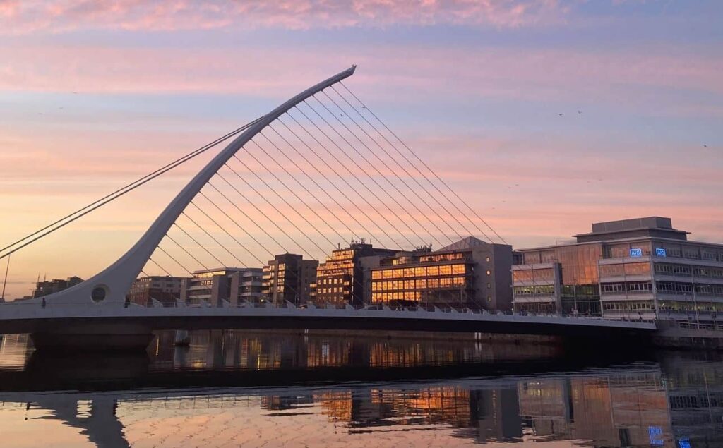 Sunset in Dublin for a city elopement in Ireland