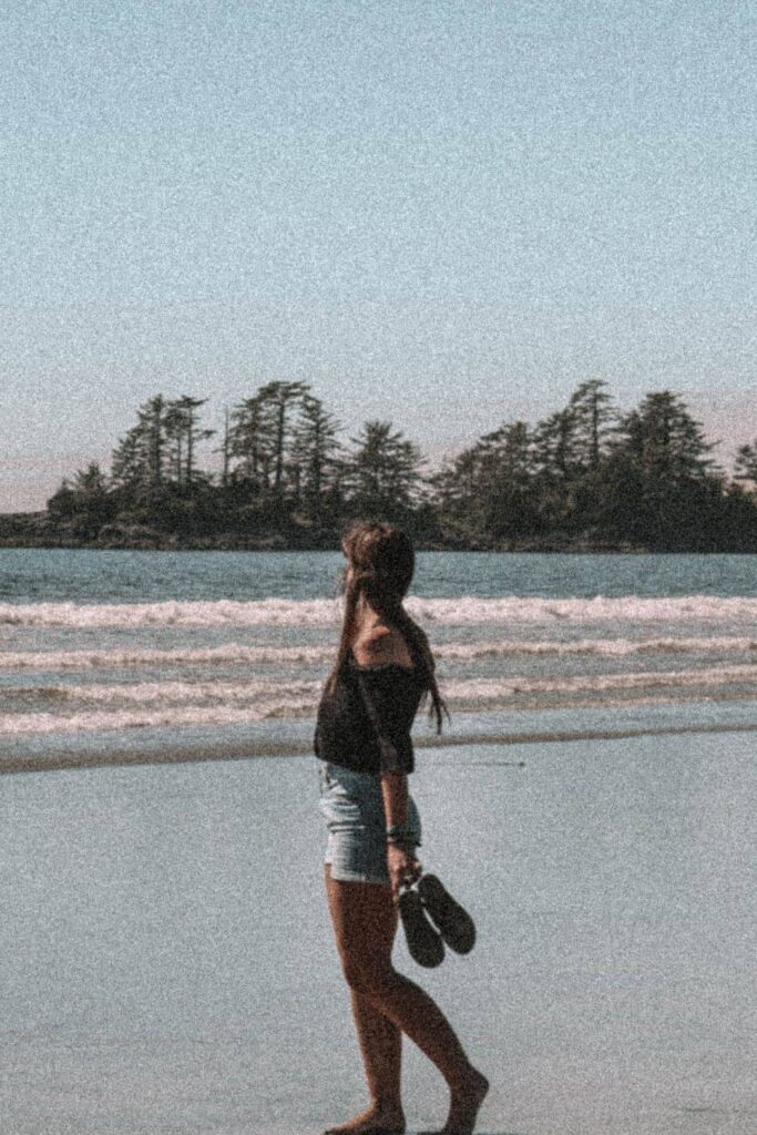 Marie on Cox Bay Beach near Tofino