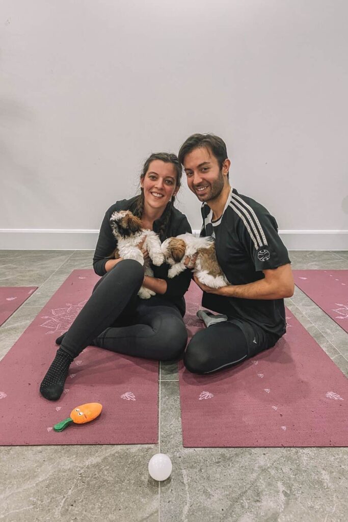 Us at Puppy Yoga London