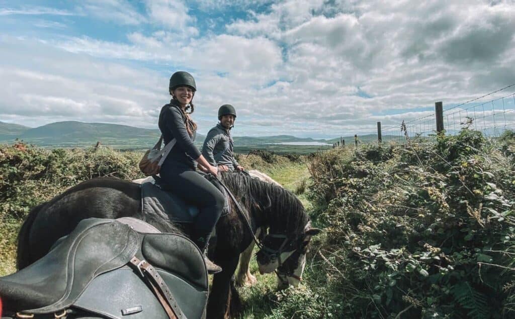 Eric and I riding horses in the morning in Ireland, one of our favorite morning date ideas