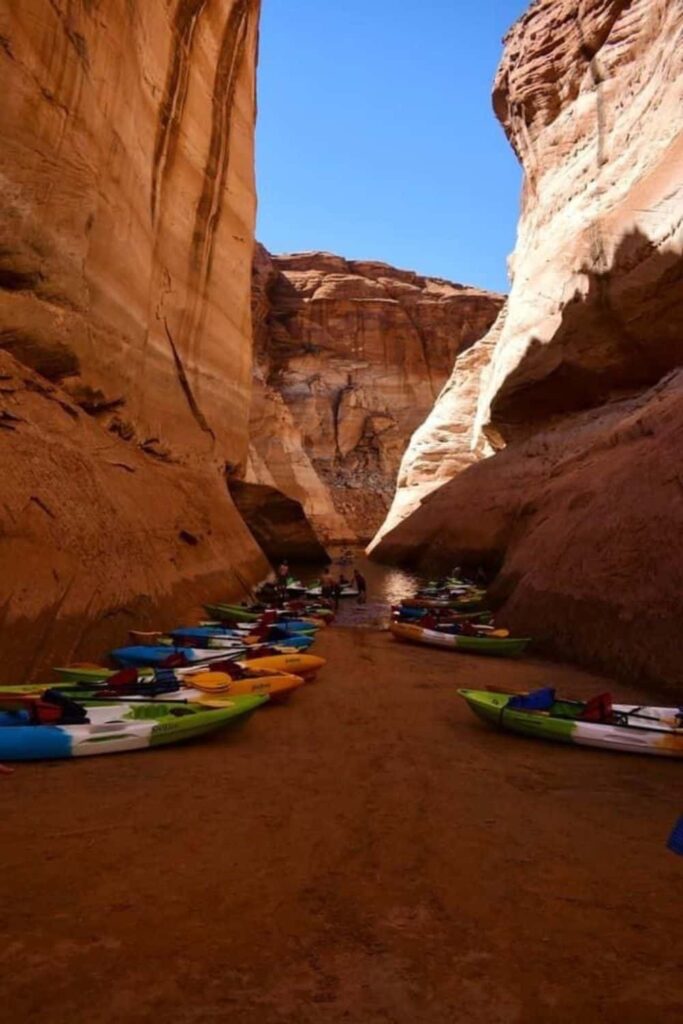 All the kayaks parked on the beach to Antelope Canyon