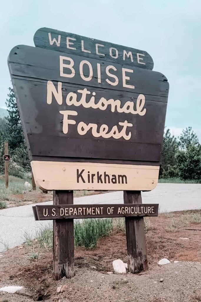 Boise National Forest sign near the Kirkham hot springs