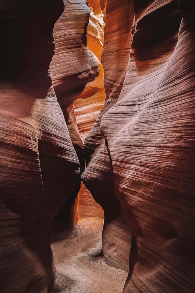 Inside Antelope Canyon X, you can see the sandstone walls
