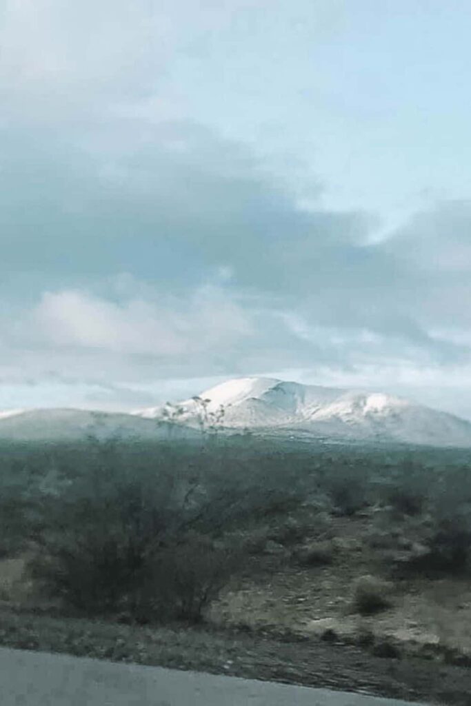 Snow on the mountains between Las Vegas and Searchlight Nevada