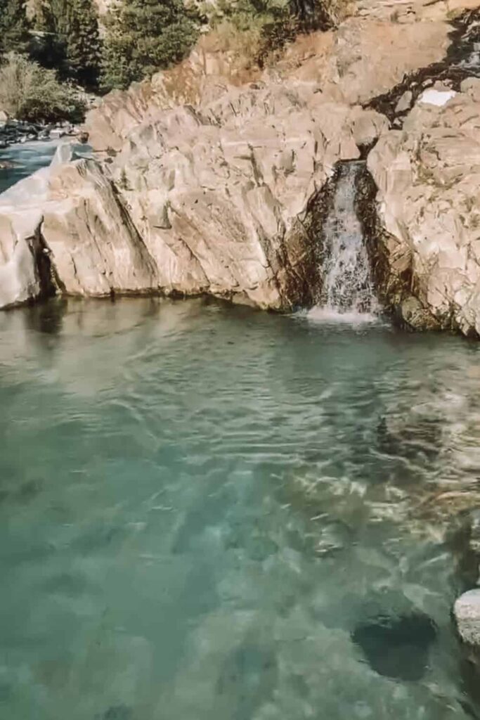 Water cascading into natural pools at Bonneville hot springs