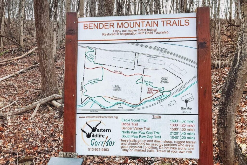 Bender Mountain Trails map