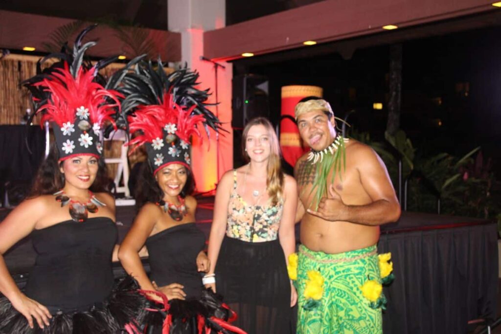 Marie with the Luau dancers