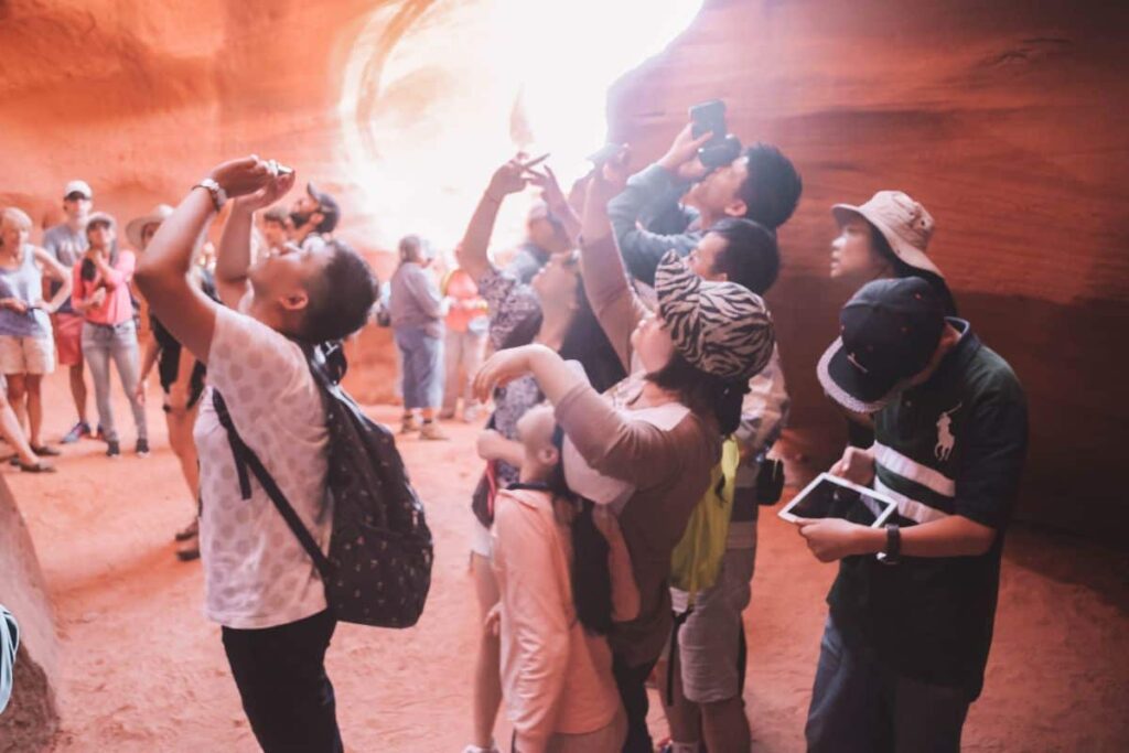 Our small group in Upper Antelope Canyon taking photos