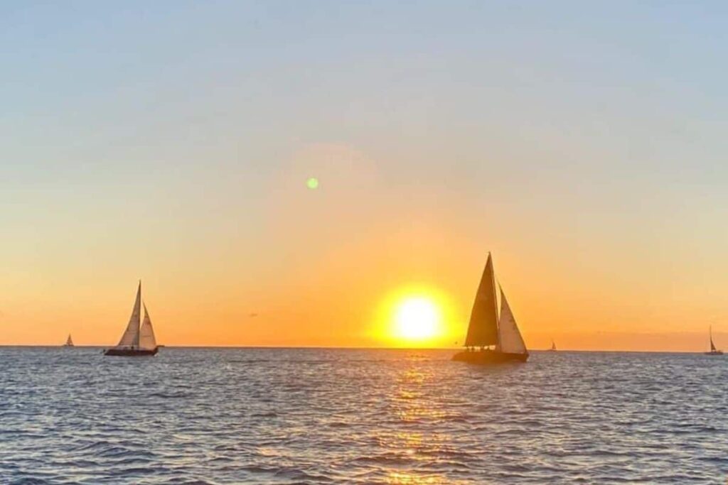 Some of the best sunsets in Oahu are seen from catamaran cruises!