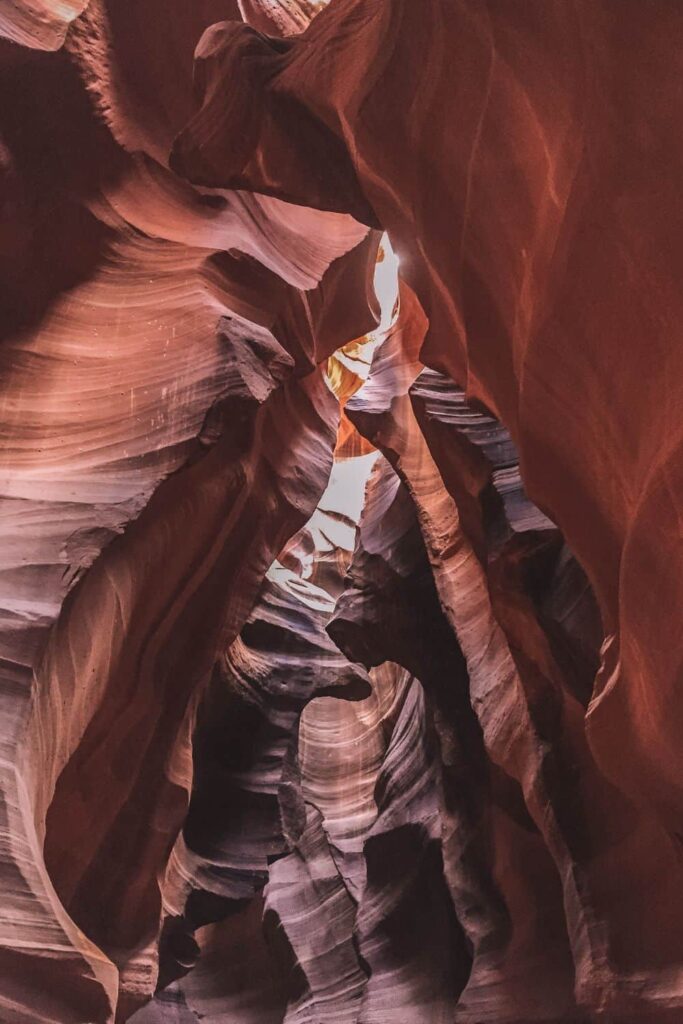 Upper vs Lower Antelope Canyon, view from Upper Antelope Canyon