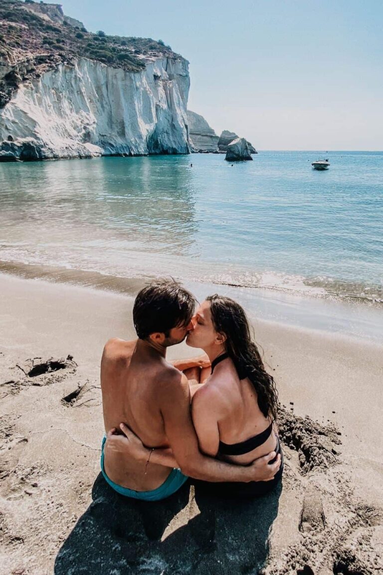 Us kissing on the beach