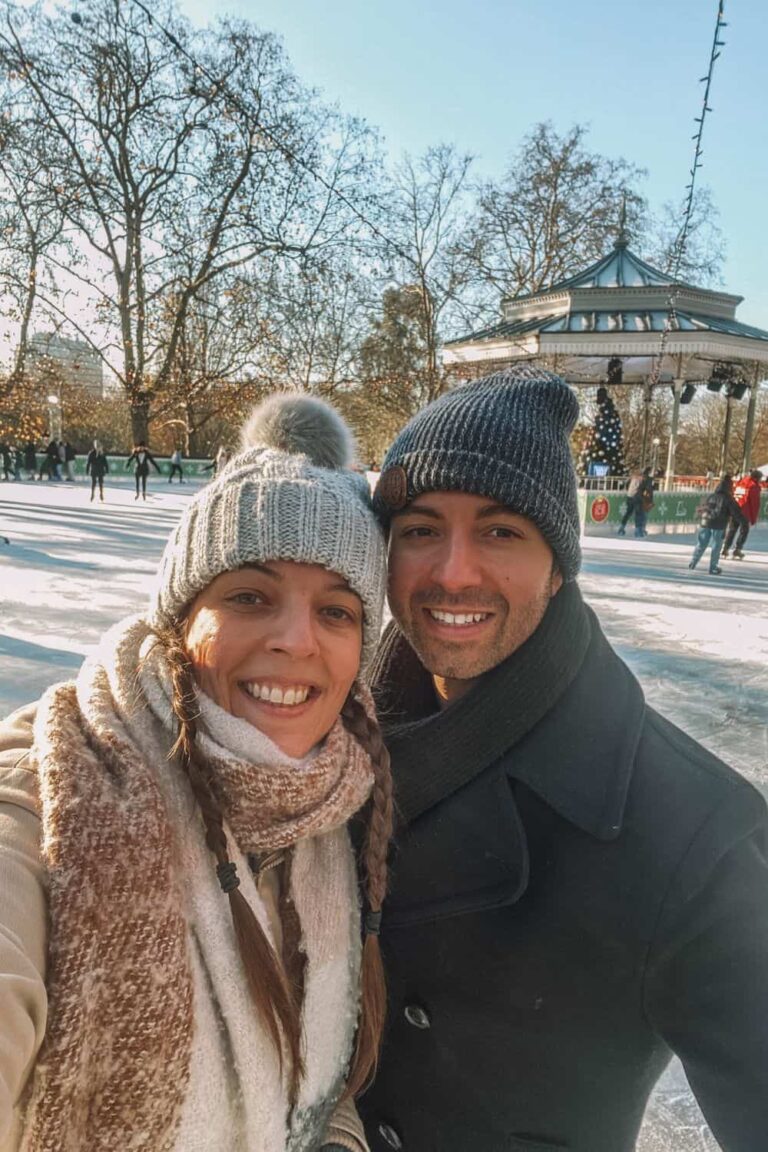 Us ice skating in Winter Wonderland in London