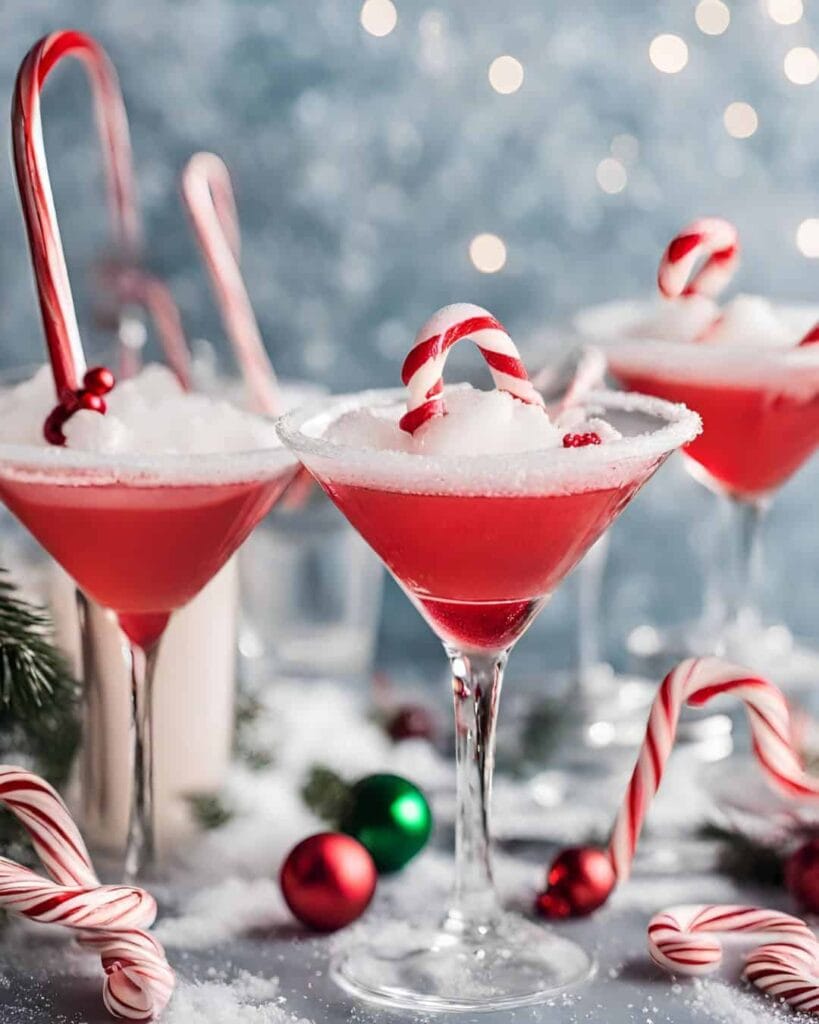 Christmas cocktails with candy canes