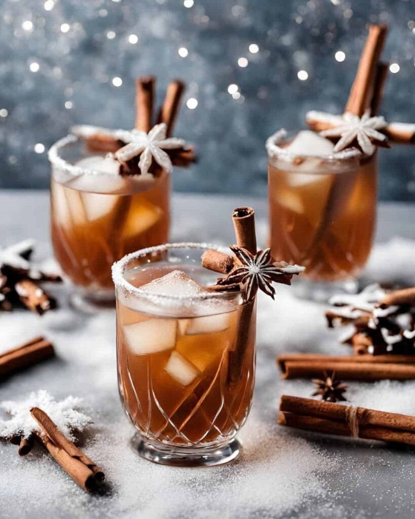 Christmas cocktails with cinnamon sticks