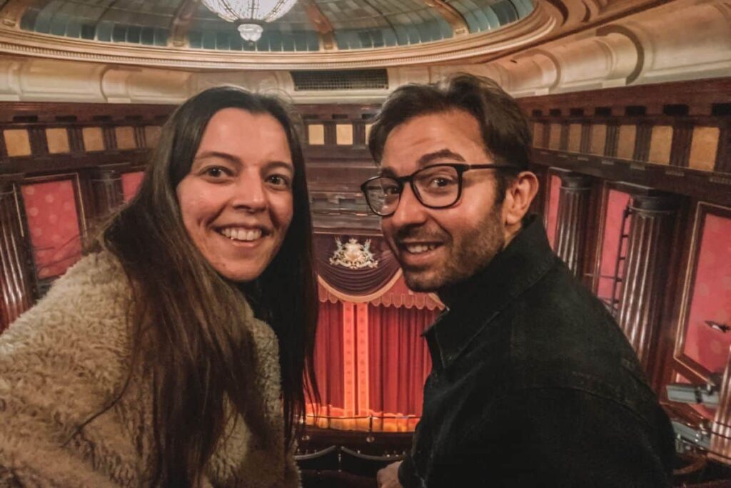 Us at the theatre in London,for the Live show of The Mousetrap