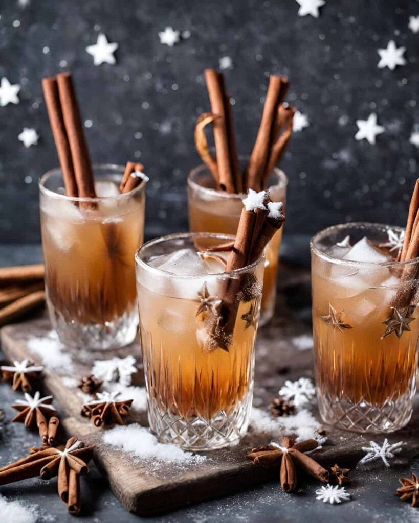 Winter cocktails with cinnamon sticks