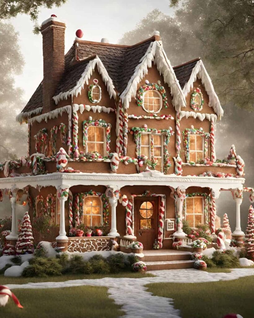 a fancy gingerbread house with multiple stories