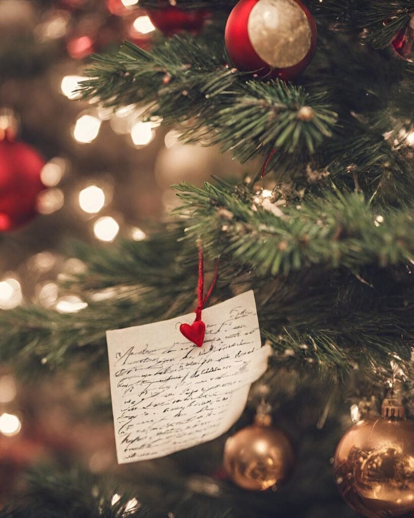 love letter in Christmas tree