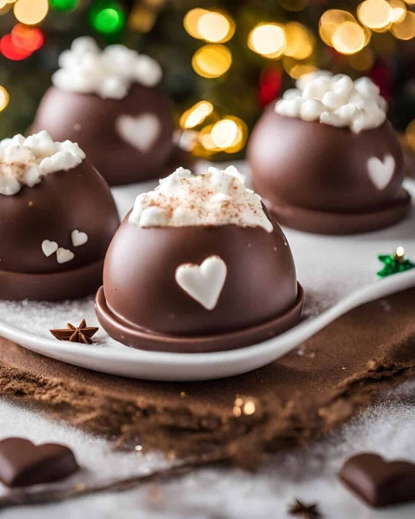 romantic hot chocolate bombs with heart sprinkles