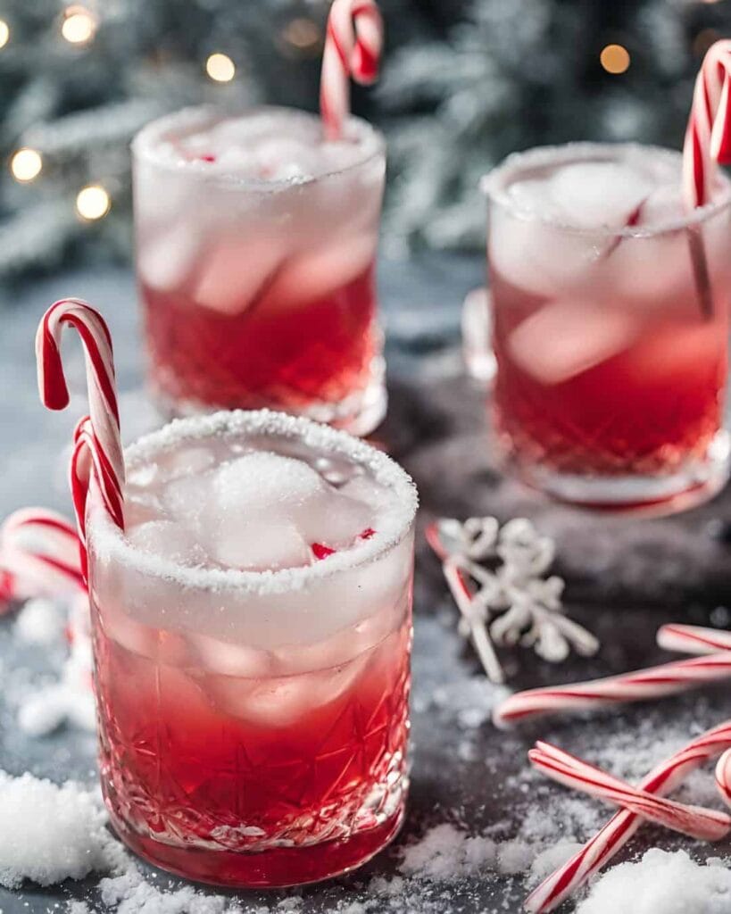 winter cocktails with candy canes
