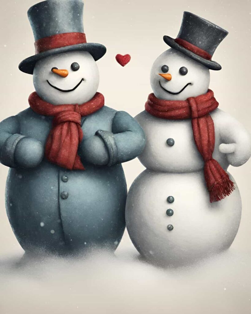 a husband and wife in snow