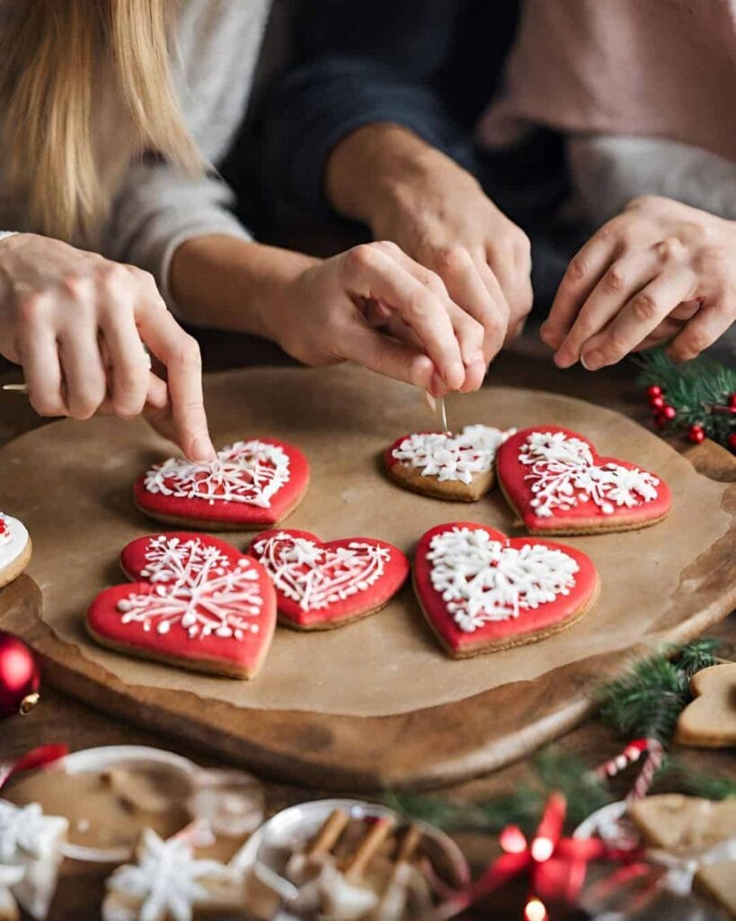 heart shaped Christmas cookies