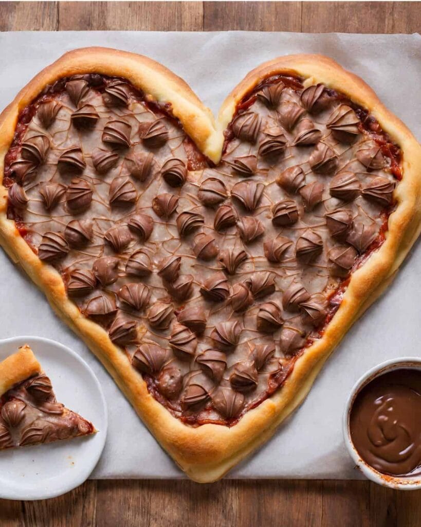 heart shaped Nutella pizza