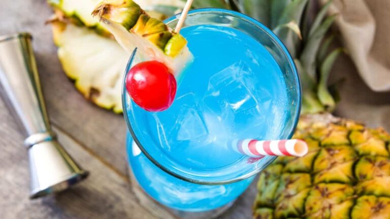 a blue Hawaiian drink