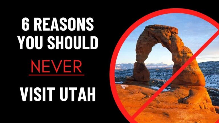 6 REASONS TO AVOID UTAH with photo of arches national park crossed
