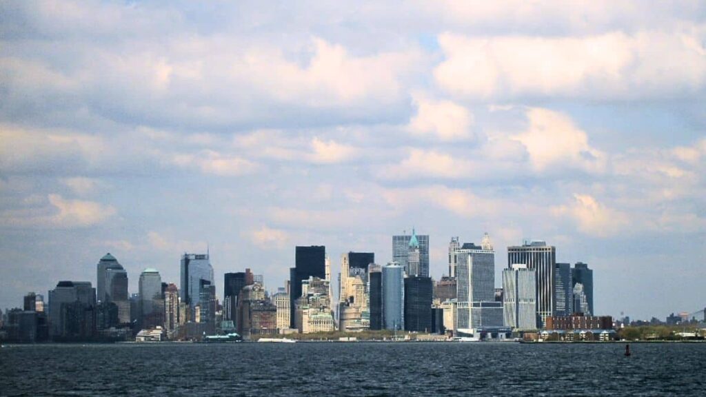 Our view on the NYC skyline from the Staten Island ferry