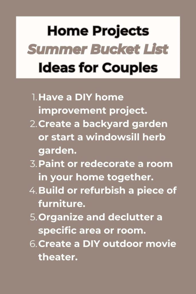 home projects summer bucket list ideas for couples