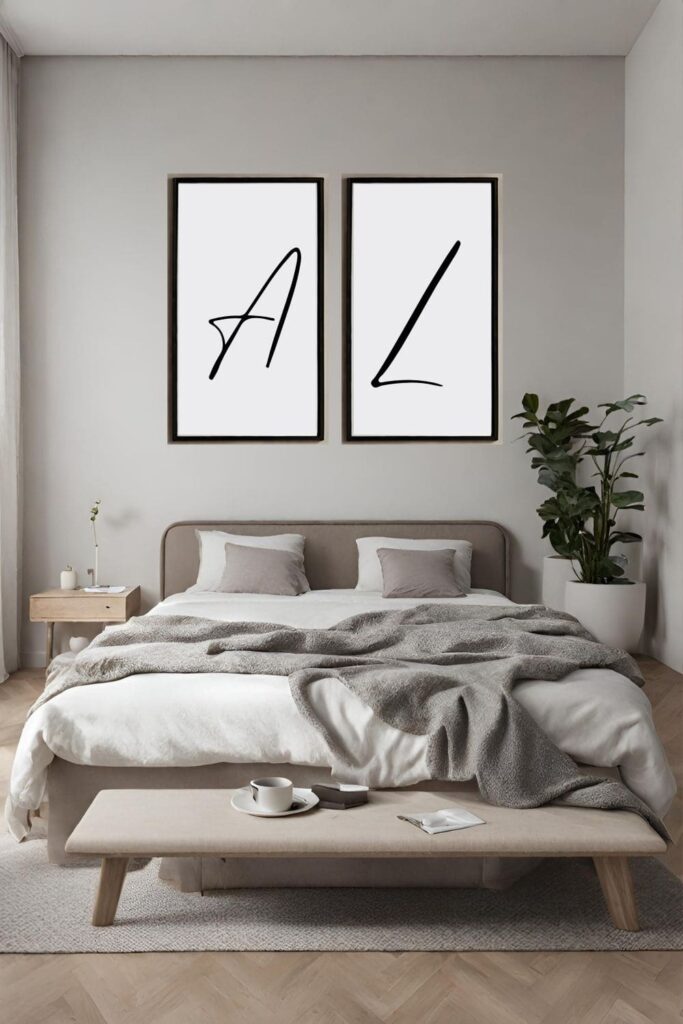 Another idea with initials above the bed