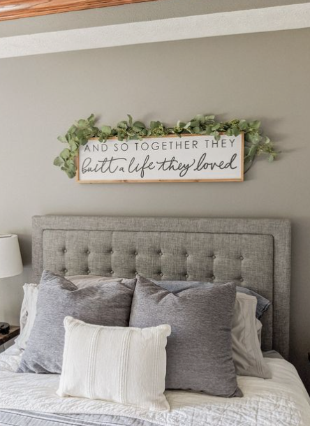 Another quote wall decor idea for a couple's bedroom to hang above your bed