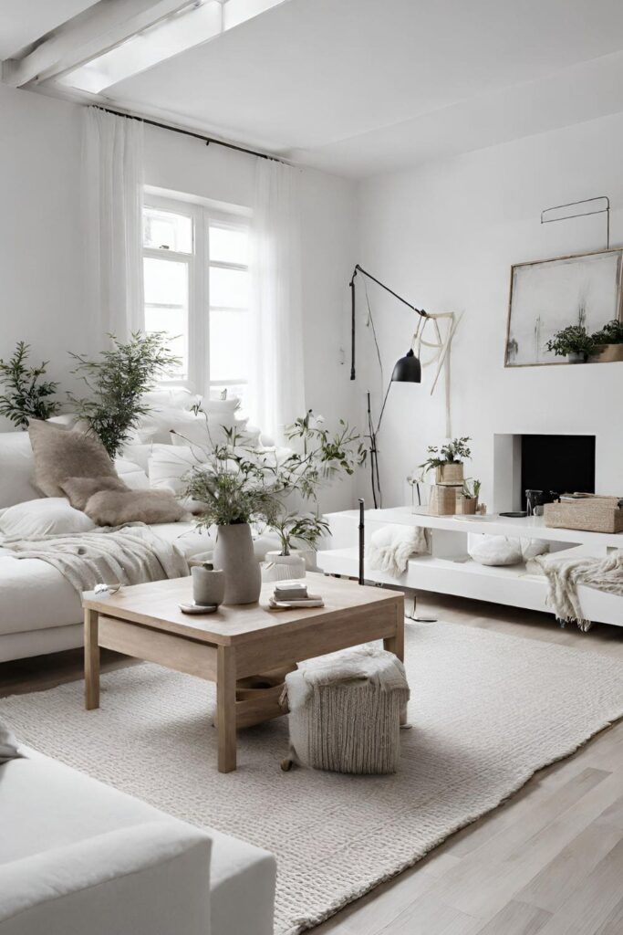 Cozy living room with indoor plants