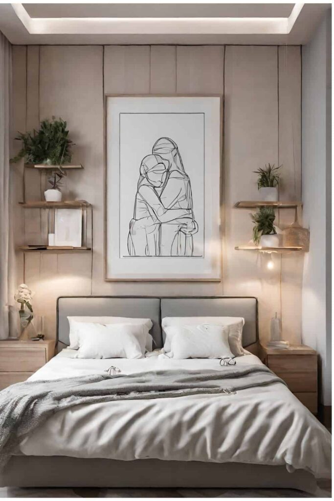 Idea for a couple's silhouette in couple bedroom