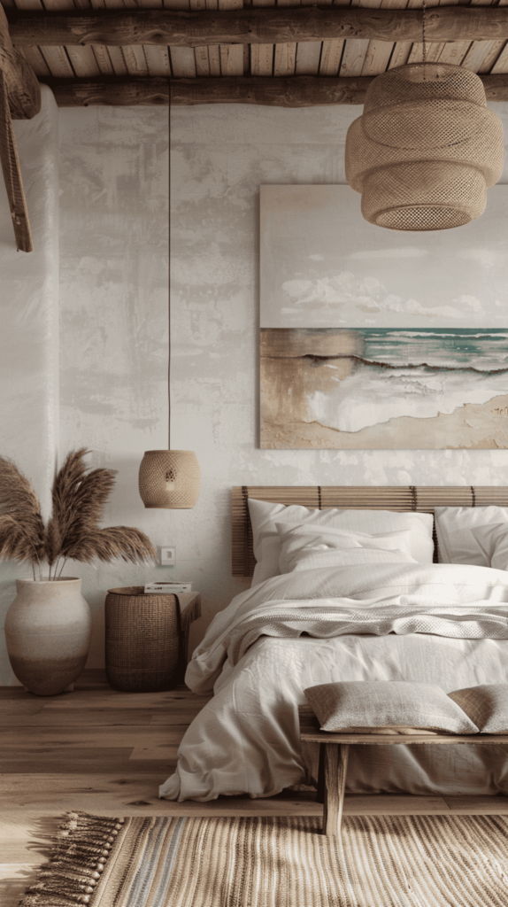 modern beachy bedroom inspo