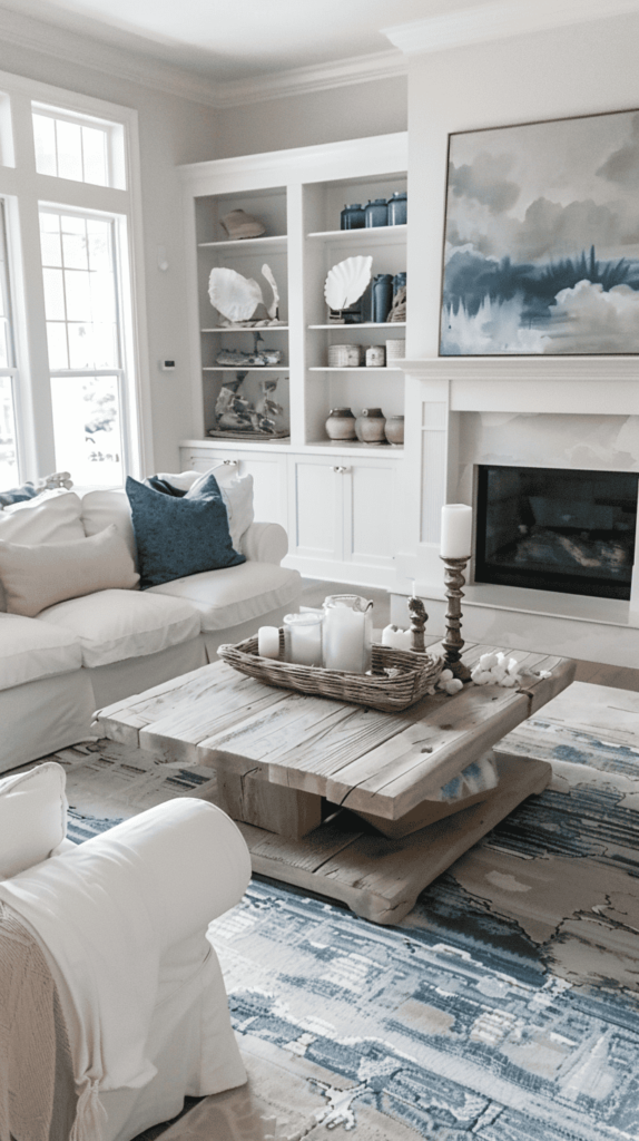 white and blue tones coastal living room